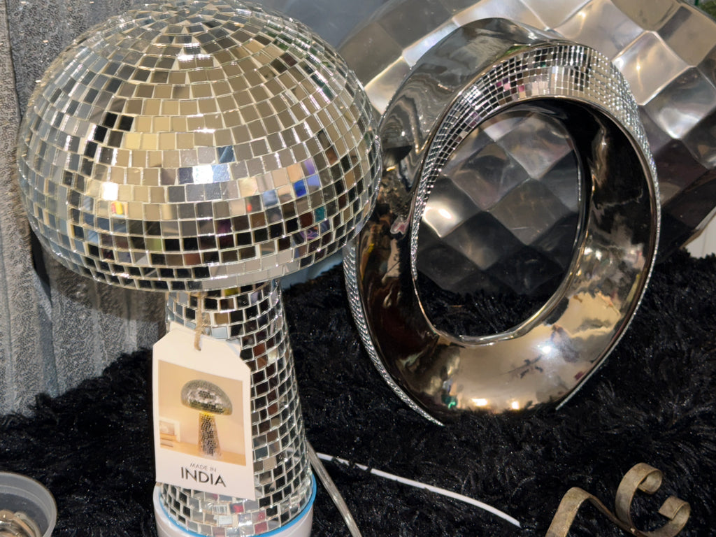 Handcrafted Mirrored Mushroom Table Lamp | Glam Statement Décor