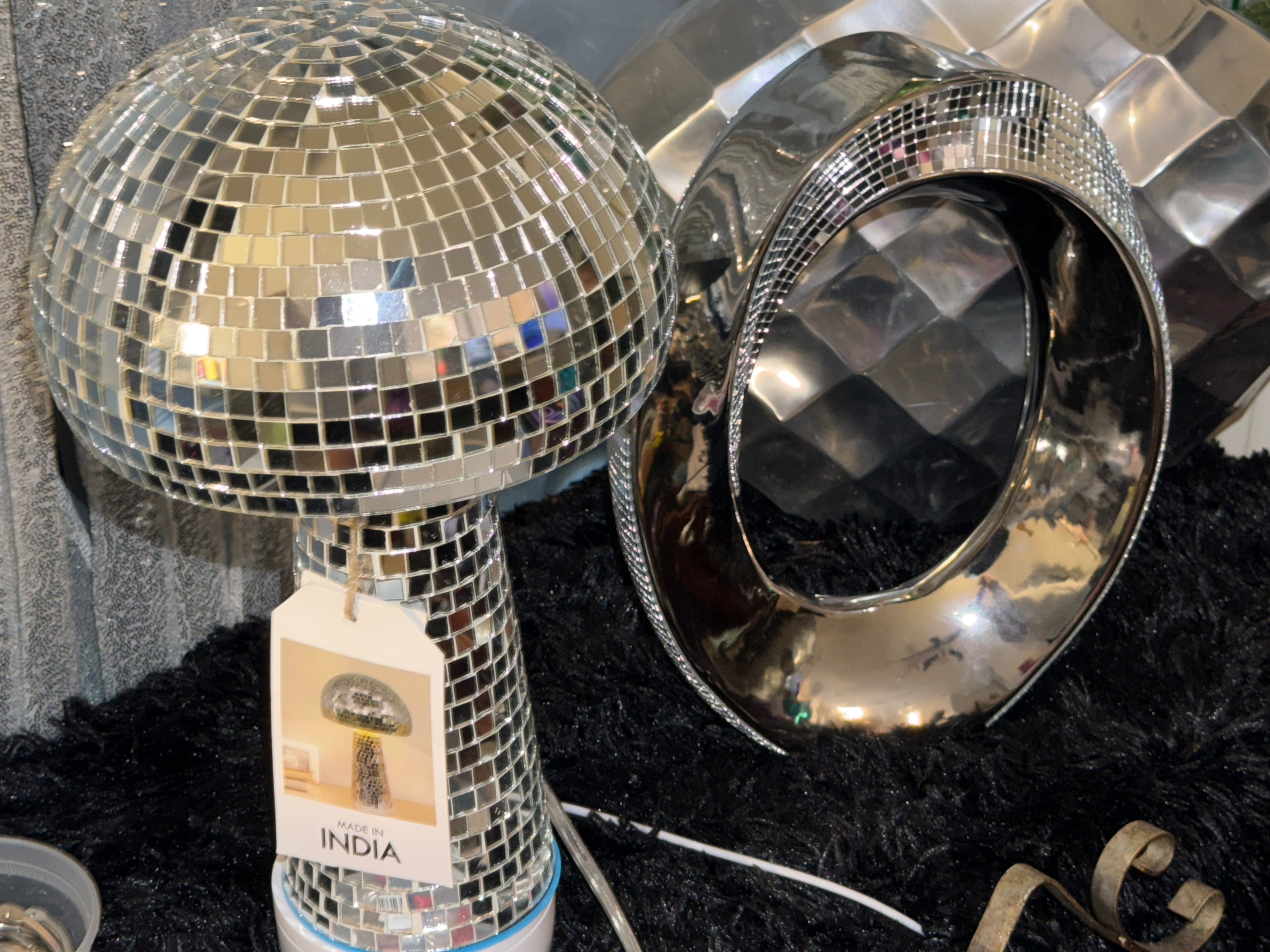 Handcrafted Mirrored Mushroom Table Lamp | Glam Statement Décor