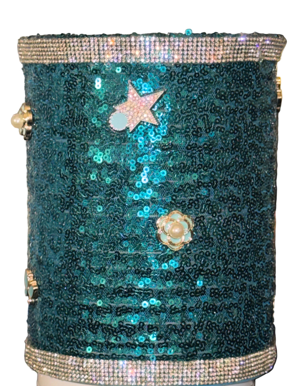 💎Teal Sequin Glam Canister – Handmade Custom Piece💎