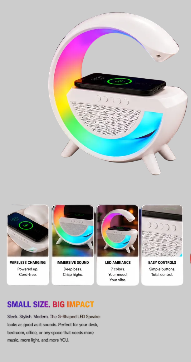 WIRELESS🛜CHARGING•BT-LED_G•SHAPED_SPEAKER — BRAND•NEW-IN-ORIG.-PRODUCT•PACKAGE📦