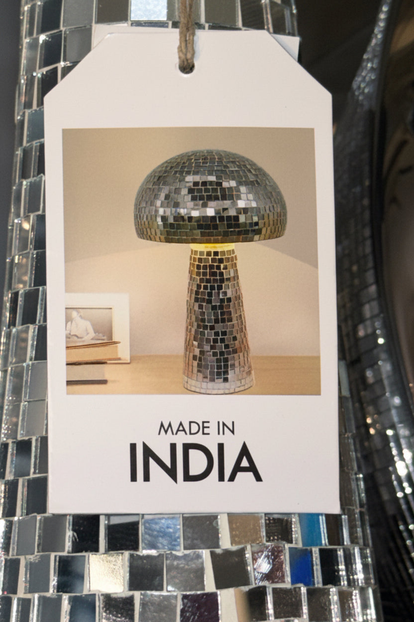 Handcrafted Mirrored Mushroom Table Lamp | Glam Statement Décor