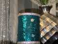 💎Teal Sequin Glam Canister – Handmade Custom Piece💎